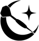 Black crescent aim vinyl decal with dart and starburst