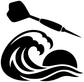 Black wave emblem with paddle vinyl decal, bold high-contrast silhouette