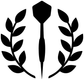 Black dart and laurel wreath vinyl decal design, isolated on white