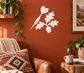 White vinyl dart flight decal with leaf-and-acorn dart icon