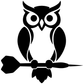 Black-and-white owl with dart and bowtie vinyl decal close-up