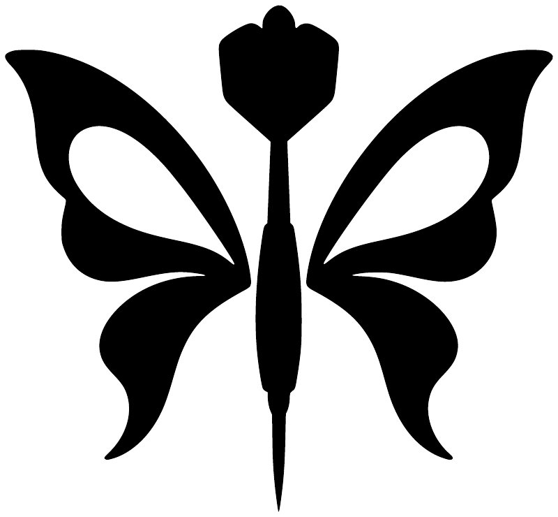 Black-and-white butterfly darts flight vinyl decal icon
