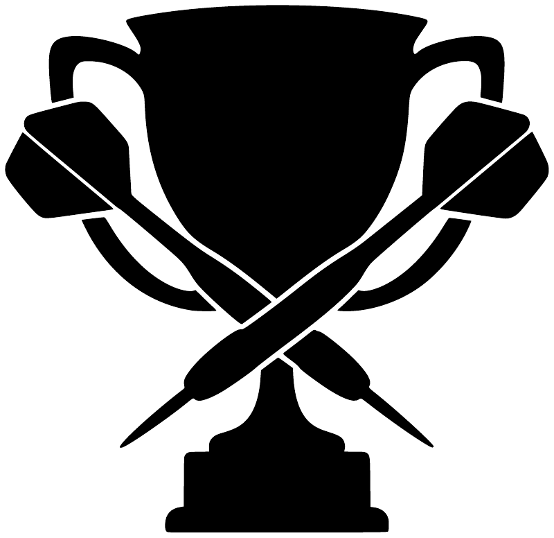 Black trophy with crossed darts vinyl wall decal