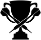 Black trophy with crossed darts vinyl wall decal