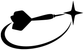 Vinyl darts orbit shot decal: black dart, star target, and curved orbit line