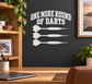 Vinyl wall decal with 'One More Round of Darts' text and three dart silhouettes