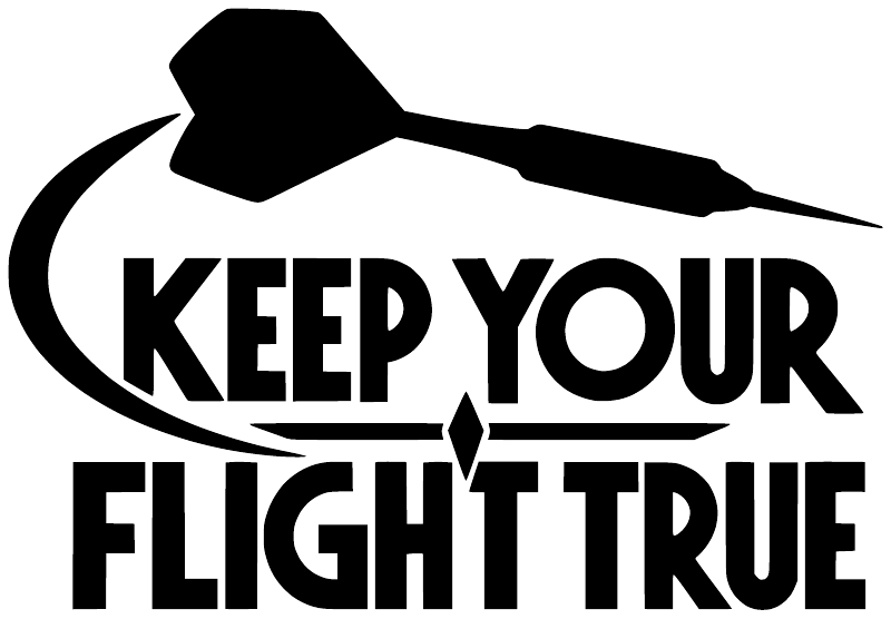 Black-and-white vinyl decal reading KEEP YOUR FLIGHT TRUE with dart arrow graphic