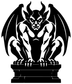 Black demon bat-wing vinyl decal graphic with skull face