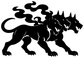 Infernal Hound vinyl decal, black snarling hounds with smoke
