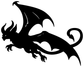 Close-up black demon dragon vinyl decal silhouette with wings and flames