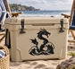 Black dragon vinyl decal with swirling wave design on a light surface