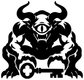 Demon guardian vinyl decal graphic: horned skull with eye flames, key and crossed details.