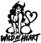 Black demon-girl vinyl decal with heart and 'Wild at Heart' lettering, centered