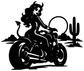 DevilGirlCX006 vinyl decal of devil girl on motorcycle silhouette with cactus