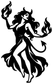 Black flame dancer silhouette vinyl decal with surrounding flames