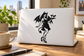 Winged cocktail host vinyl decal of a black devil woman holding a martini glass