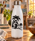 Palm tree vacation vinyl decal with reclining bikini woman, palm leaves, and sun