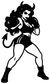 Vinyl decal featuring a devil-girl boxer character in bold black silhouette