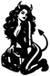 DevilGirlCX026 devil-girl vinyl decal, black silhouette portrait on white