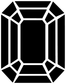 Emerald-cut gem vinyl decal close-up, black rectangle with white facet border