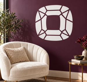 Cushion cut gem vinyl decal, white geometric diamond pattern