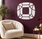 Cushion cut gem vinyl decal, white geometric diamond pattern