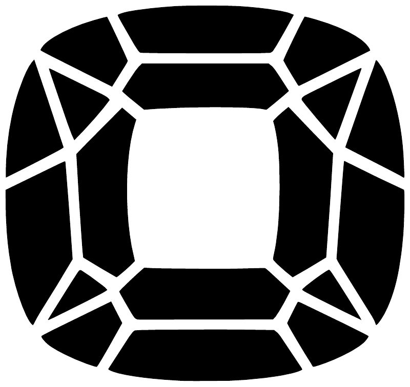 Cushion cut gem vinyl decal, white and dark geometric mosaic design