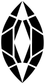 Close-up black geometric marquise gem vinyl decal with central white lines