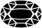 Oval gem vinyl decal, black oval with white geometric facet pattern