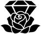 Close-up black rose with white outline and diamond top vinyl decal