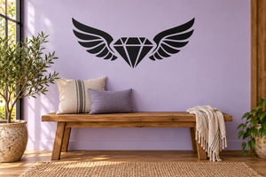 Black diamond with wings vinyl wall decal