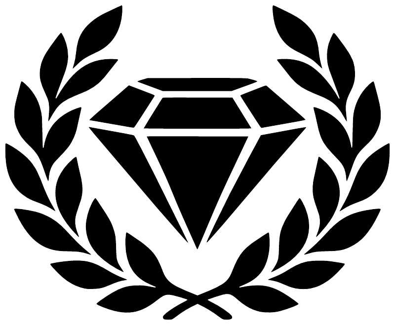 Diamond and laurel arch decal graphic, black diamond in laurel wreath