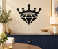 Black crown and diamond vinyl wall decal with gem centerpiece