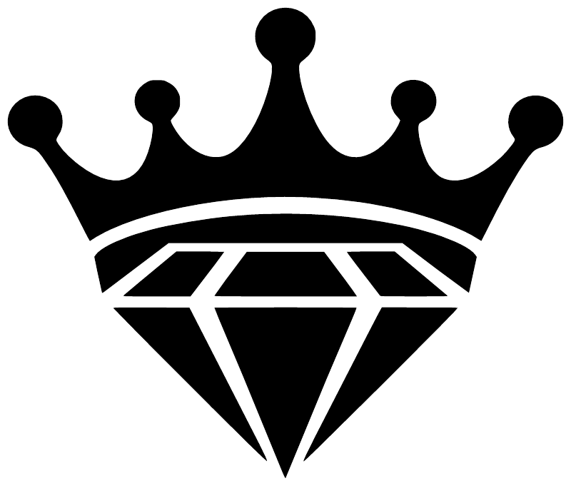 Black crown vinyl decal with faceted diamond gem center, bold silhouette