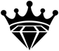 Black crown vinyl decal with faceted diamond gem center, bold silhouette