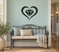 Open-heart vinyl decal with centered diamond graphic in black