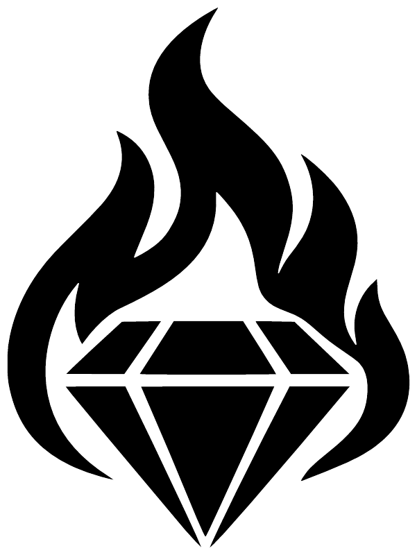 Black flame over diamond vinyl decal graphic