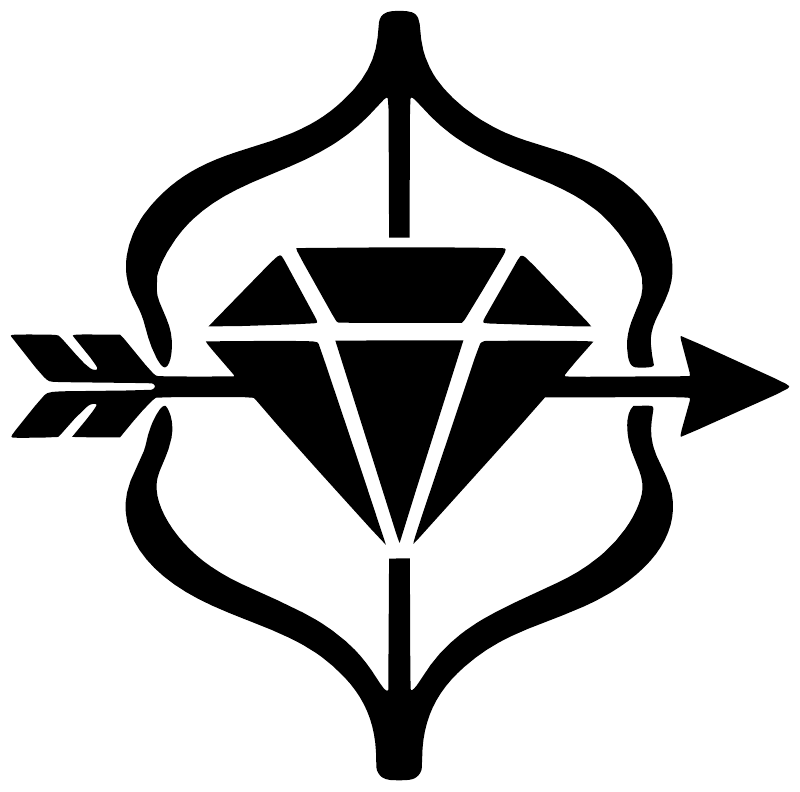 Black and white diamond and bow vinyl wall decal with arrow banner accents