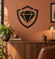 Black shield vinyl decal with centered diamond outline