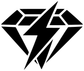 Close-up vinyl decal of black diamond and lightning bolt logo