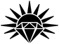 Black sunburst and diamond vinyl decal with white cut lines
