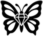 Large black butterfly vinyl decal with diamond centerpiece, bold outlines