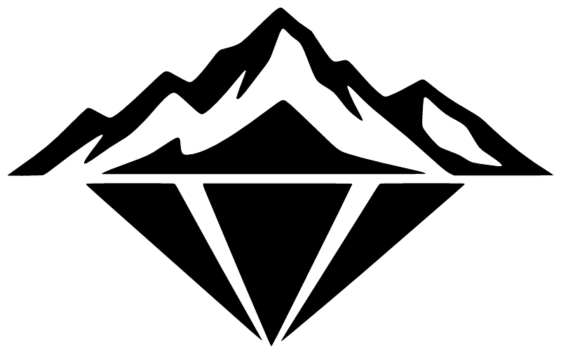 Black mountain and diamond vinyl logo with white mountain outline