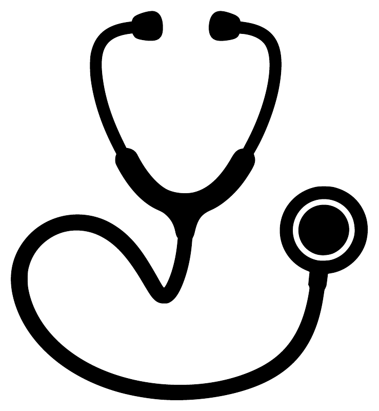 Classic stethoscope vinyl decal: black stethoscope icon on white