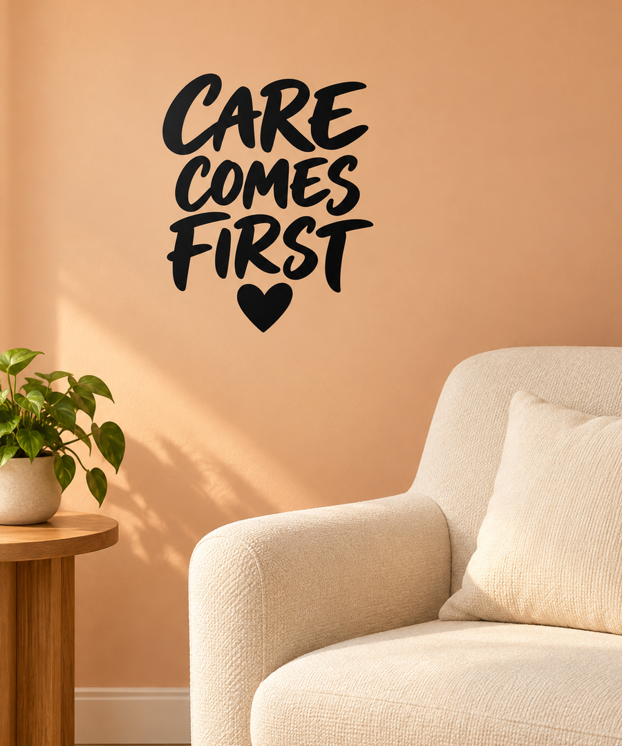 DoctorCX008 — Care Comes First; illustrative application of the exact PDF artwork