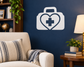 White medical bag and heart vinyl decal with medical cross inside heart