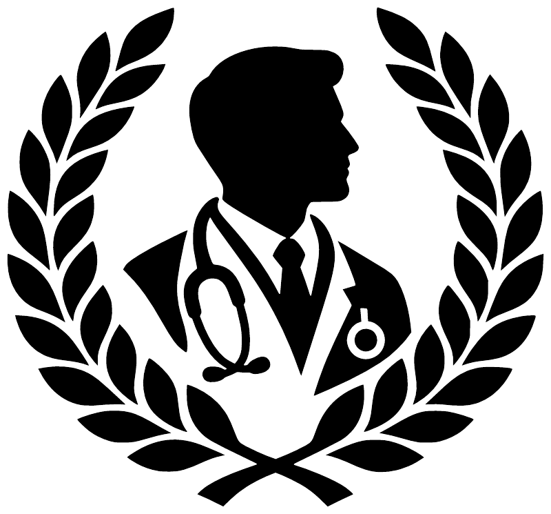 Black doctor profile vinyl decal with stethoscope and laurel wreath