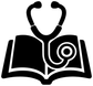 Black vinyl decal close-up: open book with stethoscope outline