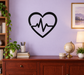 Heart-shaped vinyl decal with black ECG pulse line inside