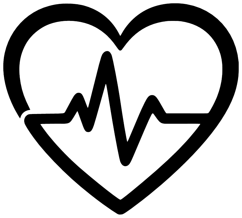 Close-up of black heart vinyl decal with ECG waveform pulse line